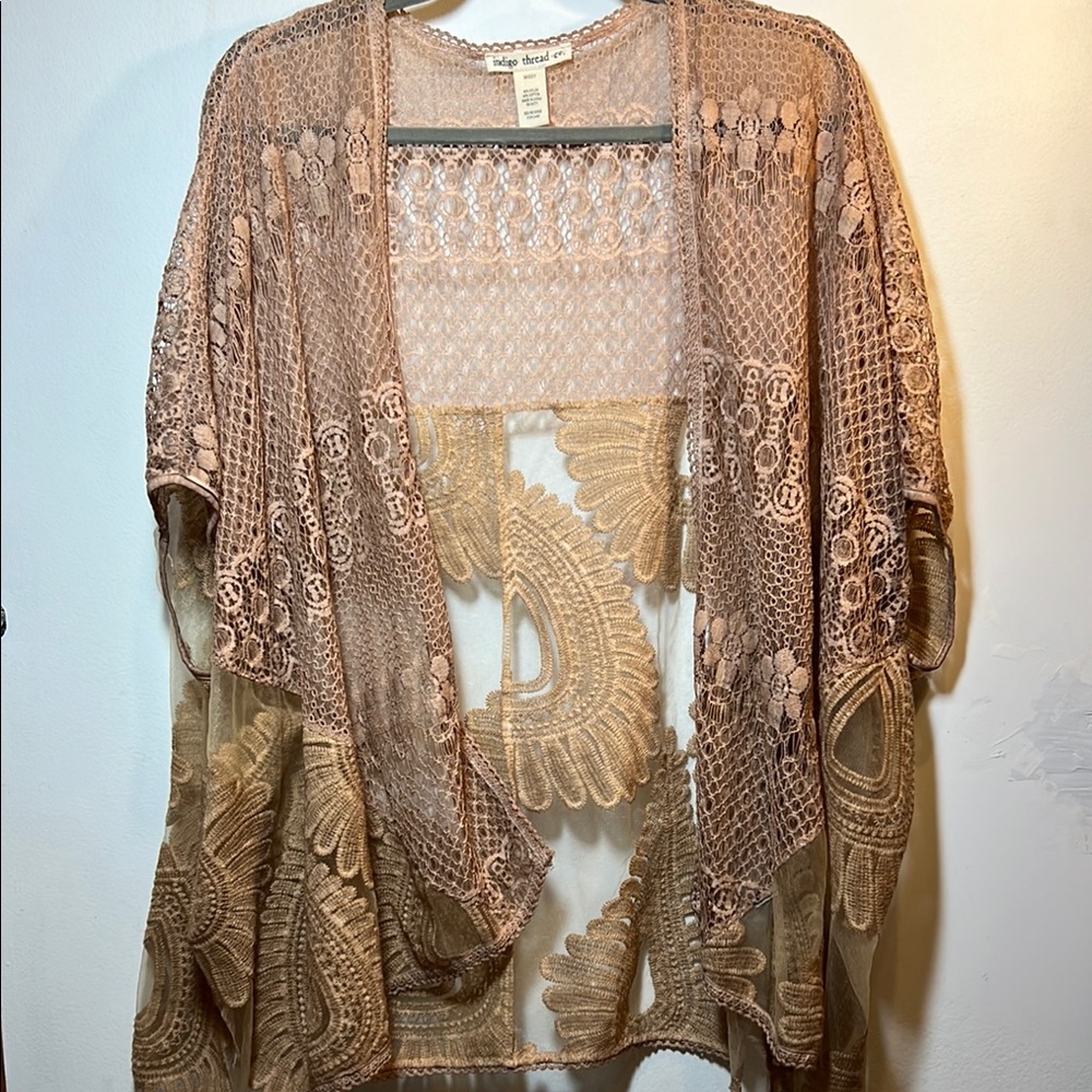 Kimono Cardigan Indigo Thread Co Women's Shoulder Sleeve Size Missy Crochet Lace